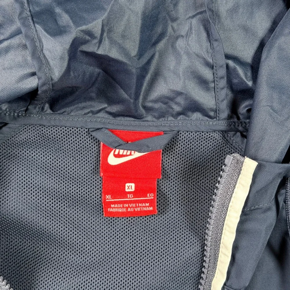 Nike Windrunner Jacket Womens XL Grey Navy Blue Full Zip Hooded 883495-013
